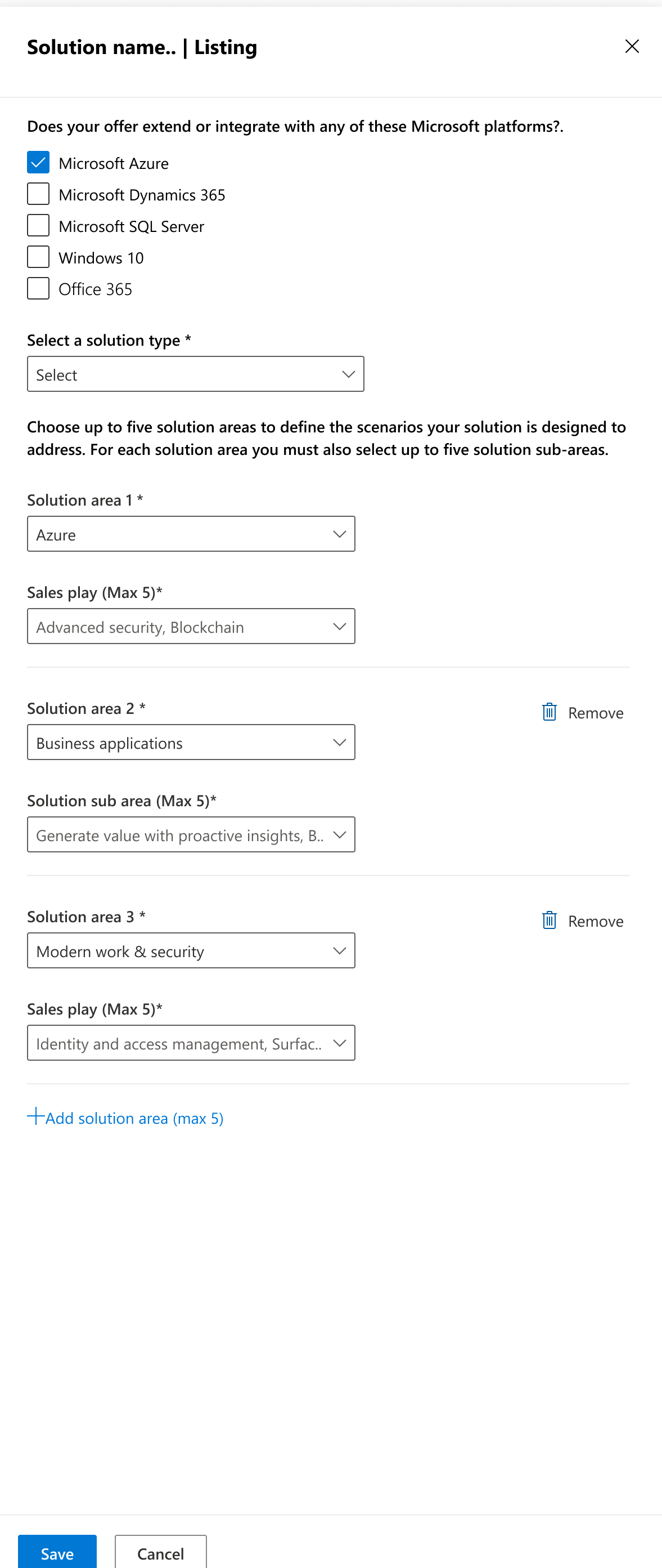 Screenshot che mostra la sezione presentazione di co-selling della pagina Soluzioni di co-selling.