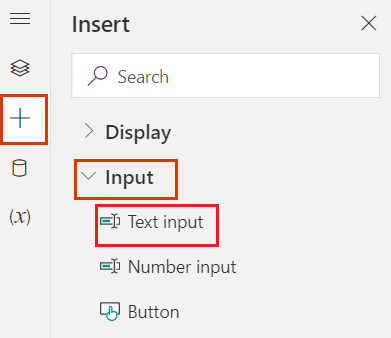 Screenshot del riquadro dello strumento della finestra di progettazione schede con controlli di input m,ostrati e controllo Input di testo evidenziato.