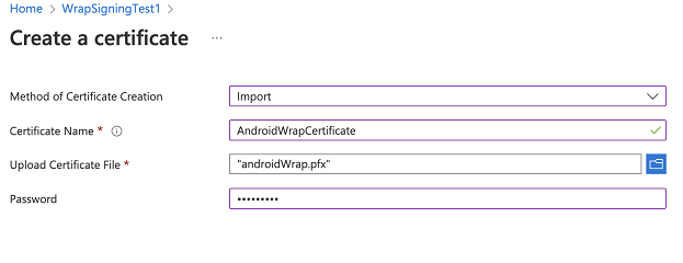 Crea un certificato per Android.