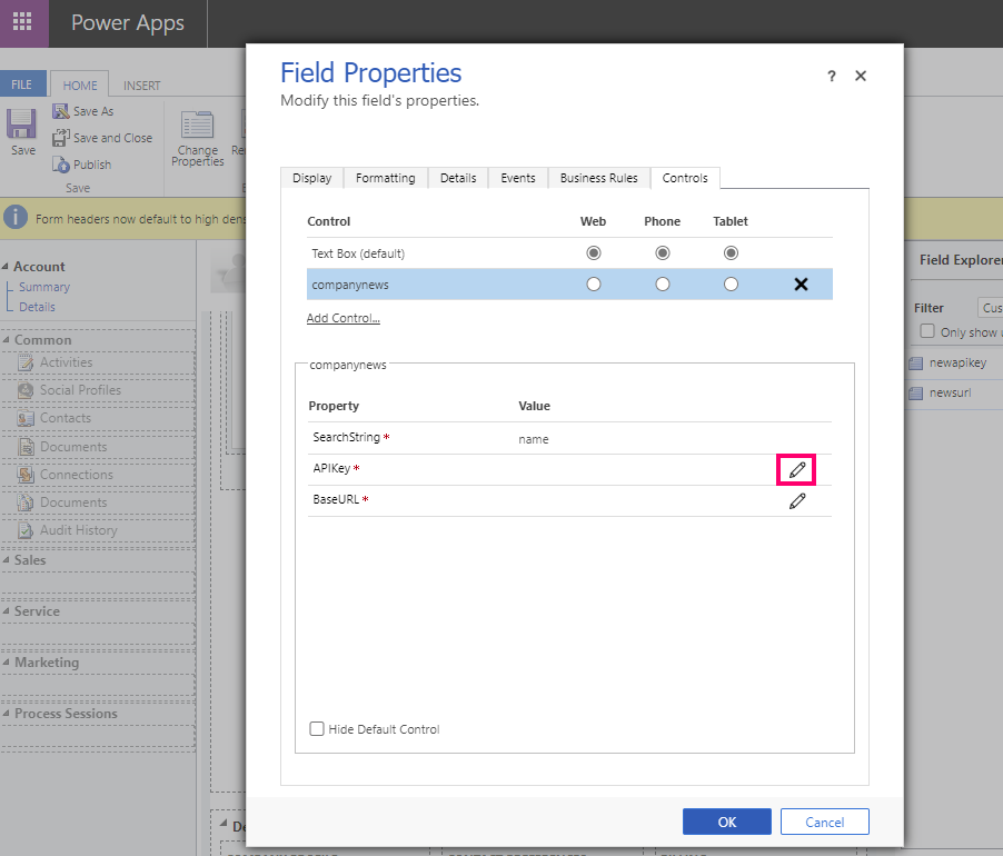 Configura l'associazione di apikey.