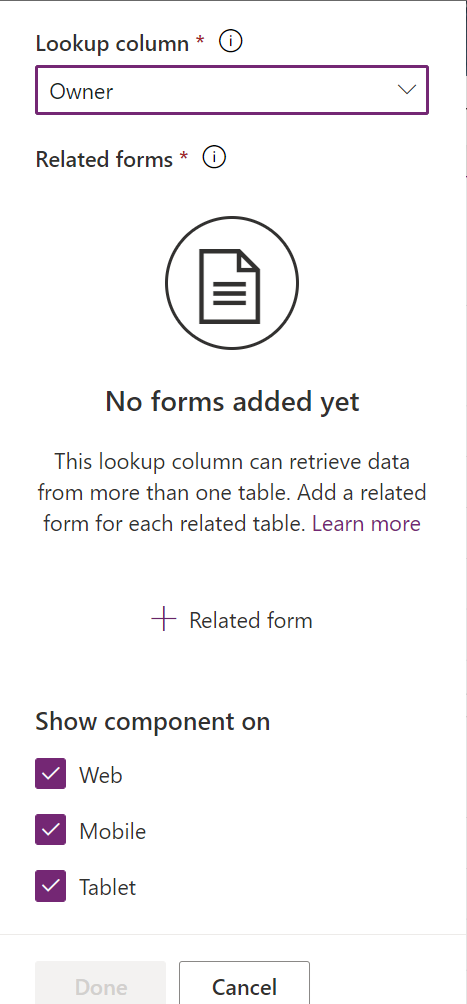 Aggiungi il componente modulo per più tabelle correlate