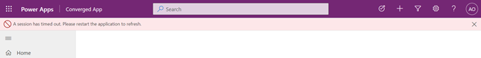 Errore nella barra dei messaggi dell'app per il timeout della sessione della pagina personalizzata