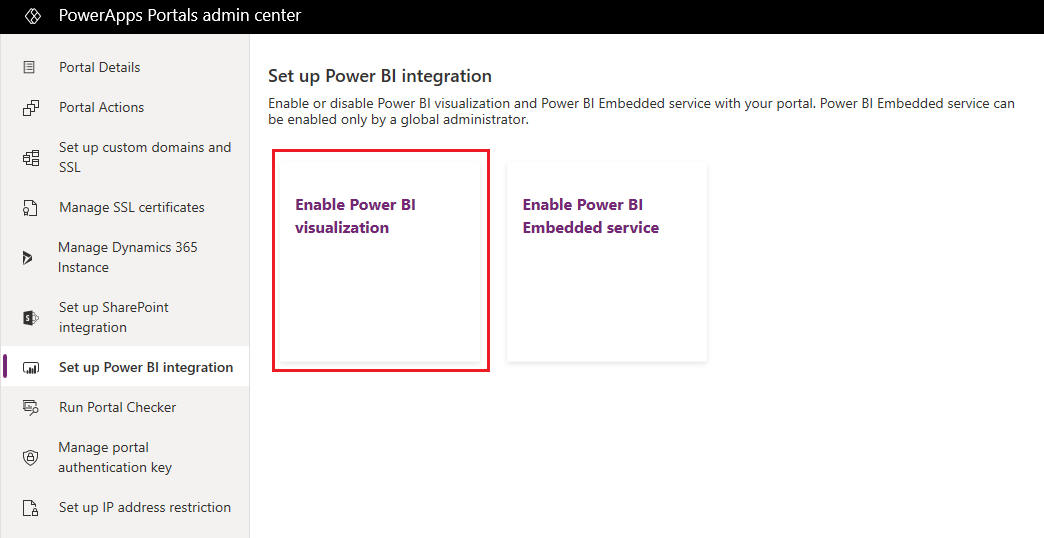 Abilitare la visualizzazione Power BI.