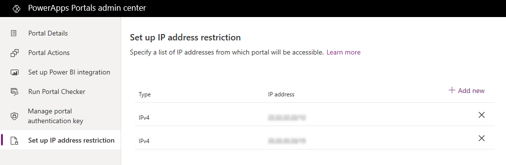 Configura restrizione indirizzo IP.