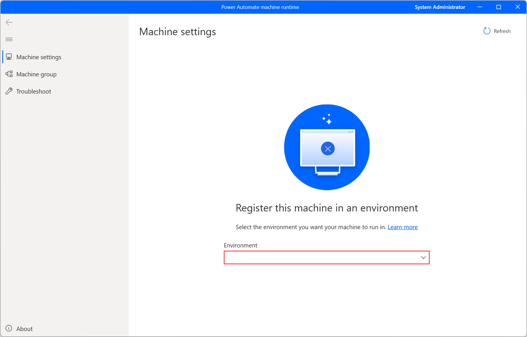 Screenshot dell'applicazione Runtime del computer Power Automate.