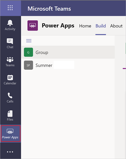 Selezionare Power Apps.