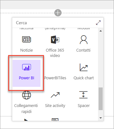 Screenshot della sezione Analisi dei dati che mostra l'opzione Power BI selezionata.