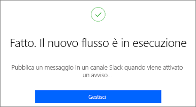 Screenshot del messaggio di operazione completata di Power Automate.