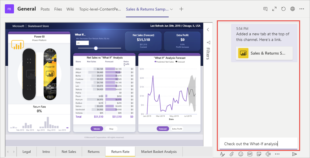 Scheda Conversazione di Microsoft Teams