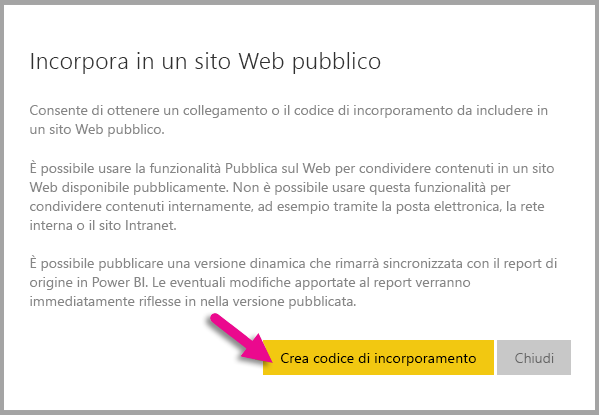 Screenshot di Rivedi incorporamento in un sito Web pubblico.