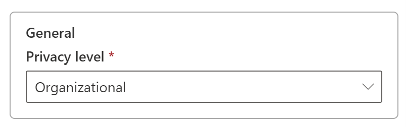 Screenshot dell'impostazione del livello di privacy per l'origine dati SQL.