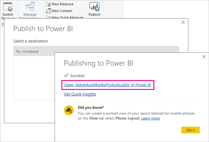 Screenshot della schermata Pubblica in Power BI.