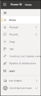 Screenshot del riquadro di spostamento in Home.