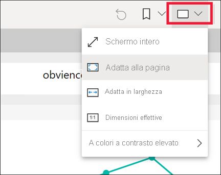 Screenshot delle opzioni di menu Visualizza sulla barra delle azioni.