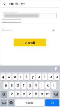 Screenshot dell'inserimento password con un pulsante Accedi.