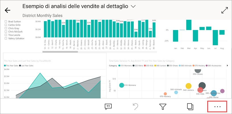 Screenshot che illustra la posizione del comando Altre opzioni nell'angolo in basso a destra.