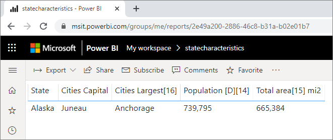 Screenshot che mostra la destinazione di drill-through tra report di Power BI Desktop.