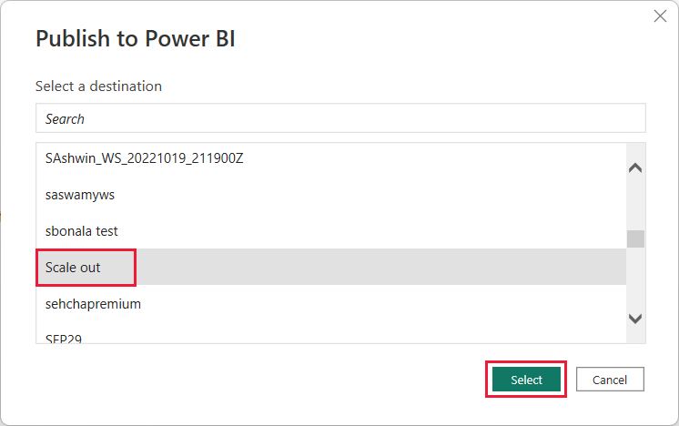 Screenshot che mostra la finestra popup di pubblicazione in Power BI di Power BI Desktop.