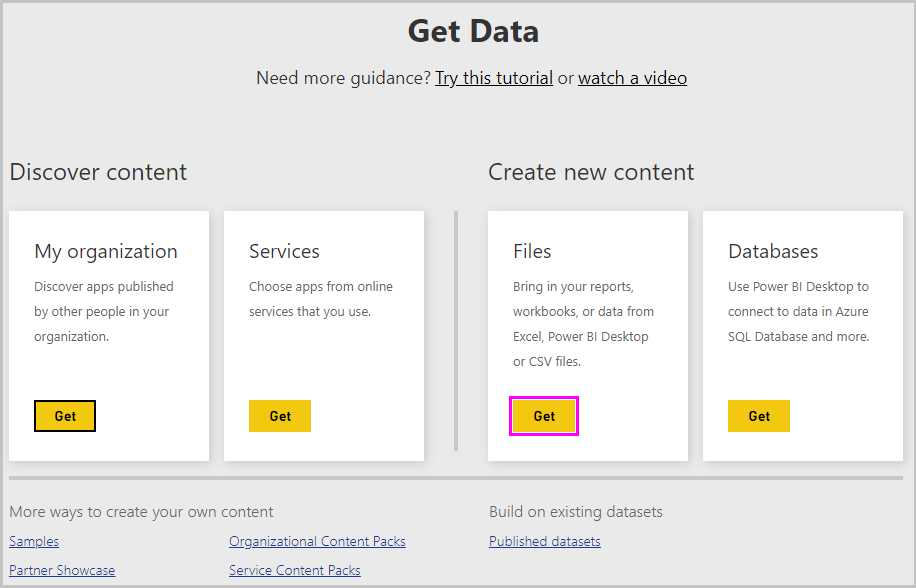 Screenshot di Power BI Desktop che mostra la schermata Recupera dati.