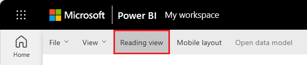 Screenshot che mostra come passare alla Visualizzazione lettura di un canvas del report.