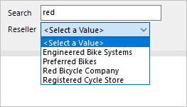 Screenshot dei parametri relativi ai report impaginati di Power BI che mostra l'applicazione di un filtro in base ai criteri di ricerca.