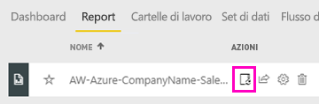 Screenshot che mostra dove selezionare Gestisci per gestire il report.