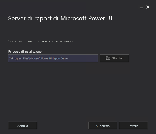 Specificare il percorso dell'installazione