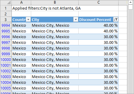 Screenshot del file .xlsx con i dati esportati visualizzati.>