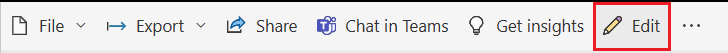 Screenshot che mostra come selezionare Modifica per modificare il report nel servizio Power BI.