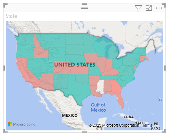 Screenshot che mostra la mappa aggiornata con aree ombreggiate a colori in base al valore del sentiment.