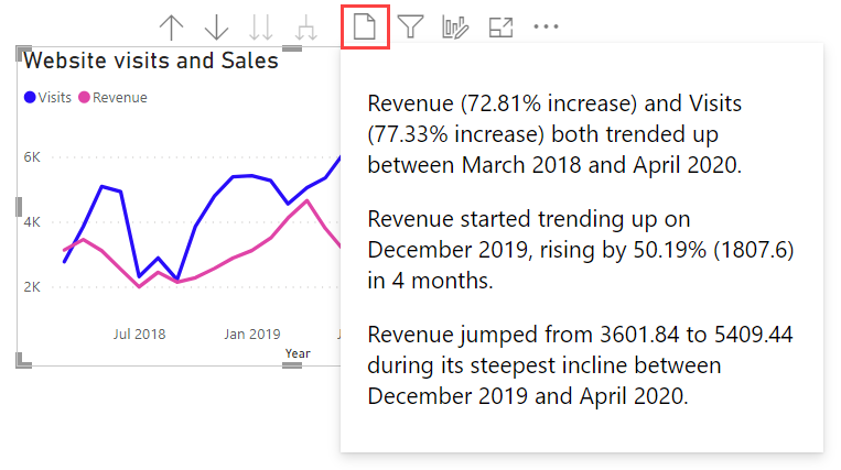 Screenshot che mostra la selezione dell'icona di Narrazione intelligente.