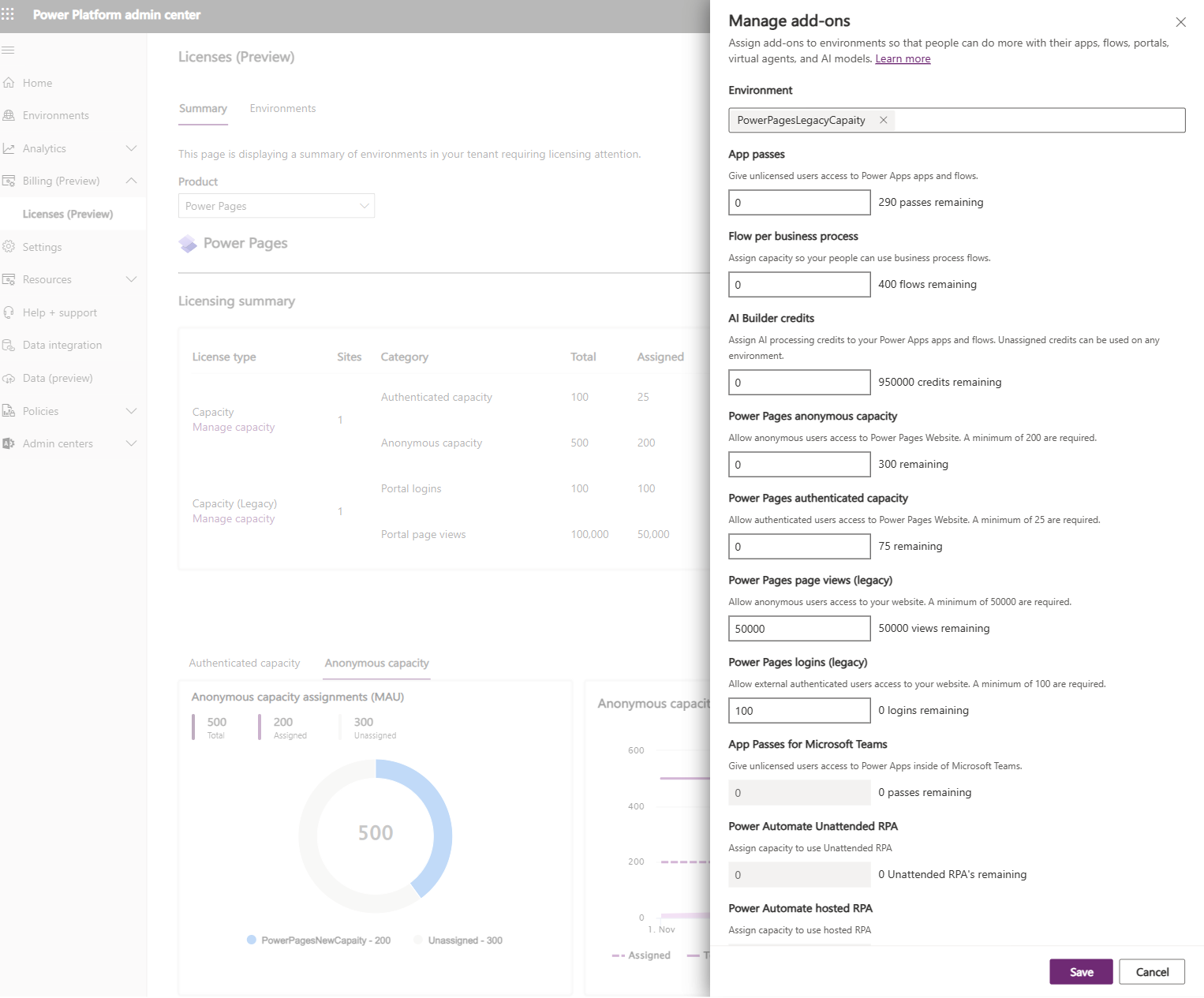 Screenshot della visualizzazione Gestisci componenti aggiuntivi.