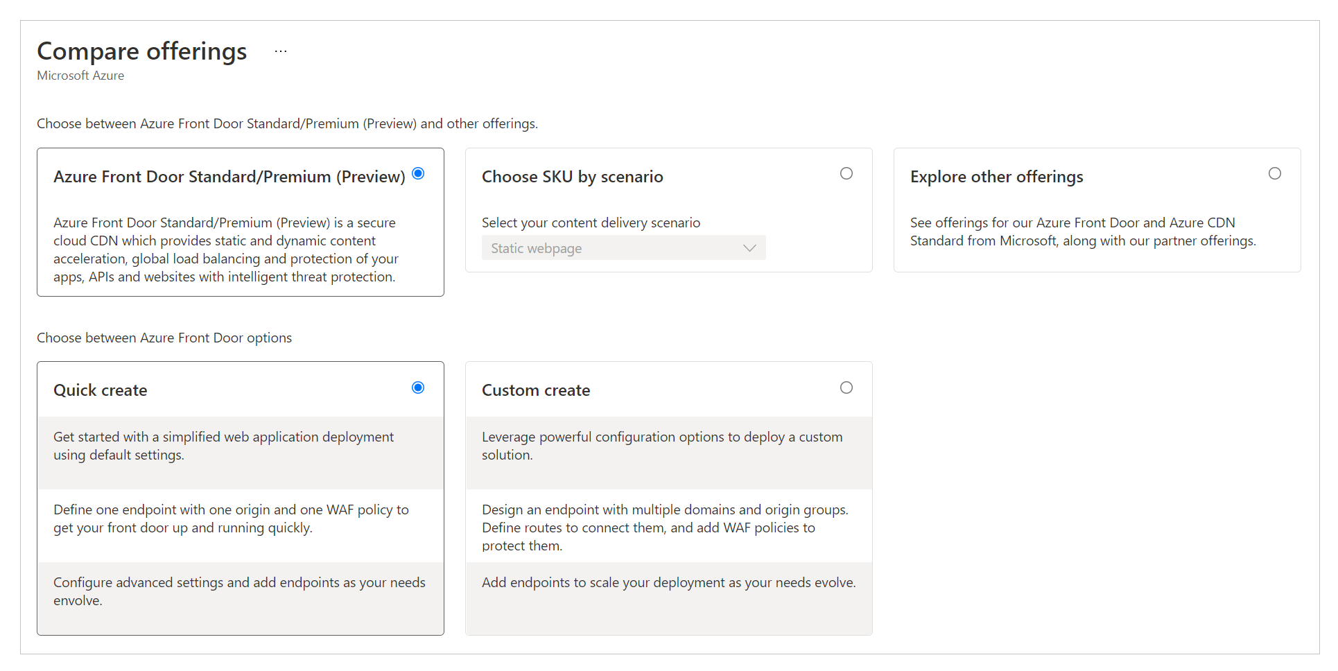 Creare una risorsa Frontdoor di Azure.