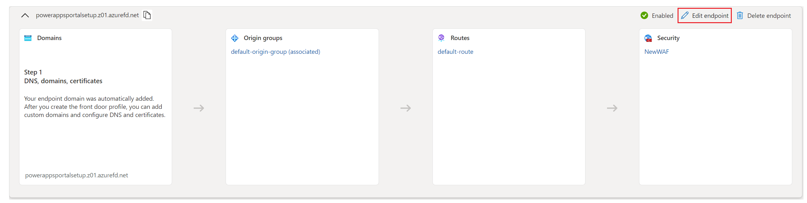 Selezionare Modifica endpoint.