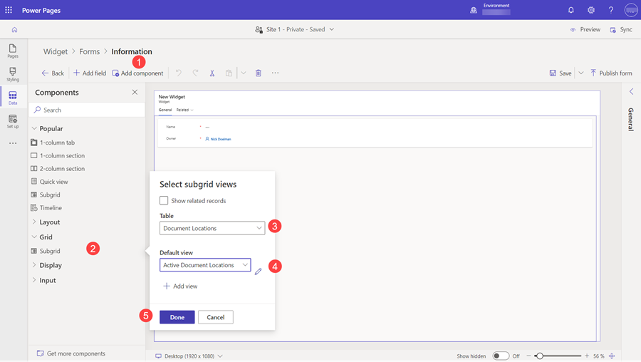 Configurare il modulo per i documenti.