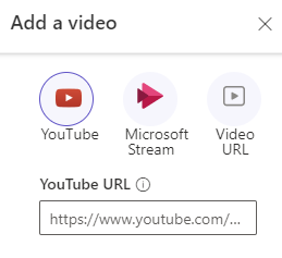 Il menu Aggiungi un video con un URL precompilato.