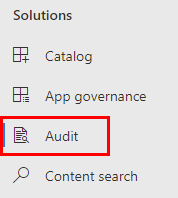 Screenshot della selezione Audit nel menu  Microsoft Ambito di applicazione in Soluzioni.