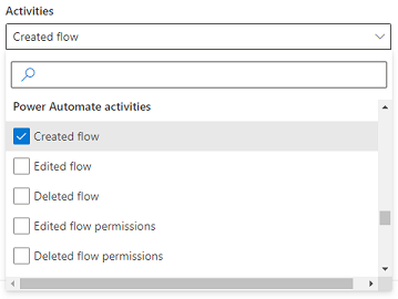 Seleziona le attività Power Automate da controllare.