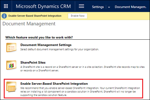 Abilita l'integrazione di SharePoint.