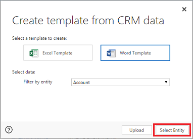 Scegliere il modello di Word e selezionare l'entità.