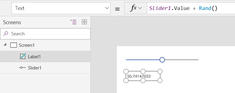 Schermata di visualizzazione di un controllo label con 50,741.