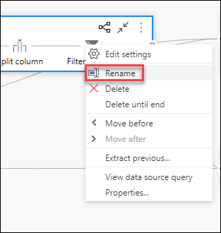 Rinominare l'opzione all'interno del menu contestuale a livello di passaggio dopo aver fatto clic con il pulsante destro del mouse su un passaggio.