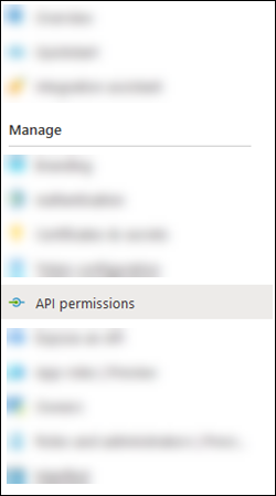 Selezionare Autorizzazioni API nella pagina Manifesto.