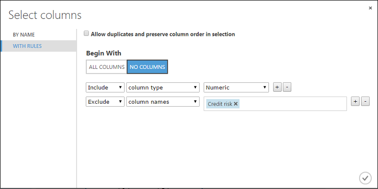 Selezionare le colonne per il modulo Normalize Data (Normalizza dati)