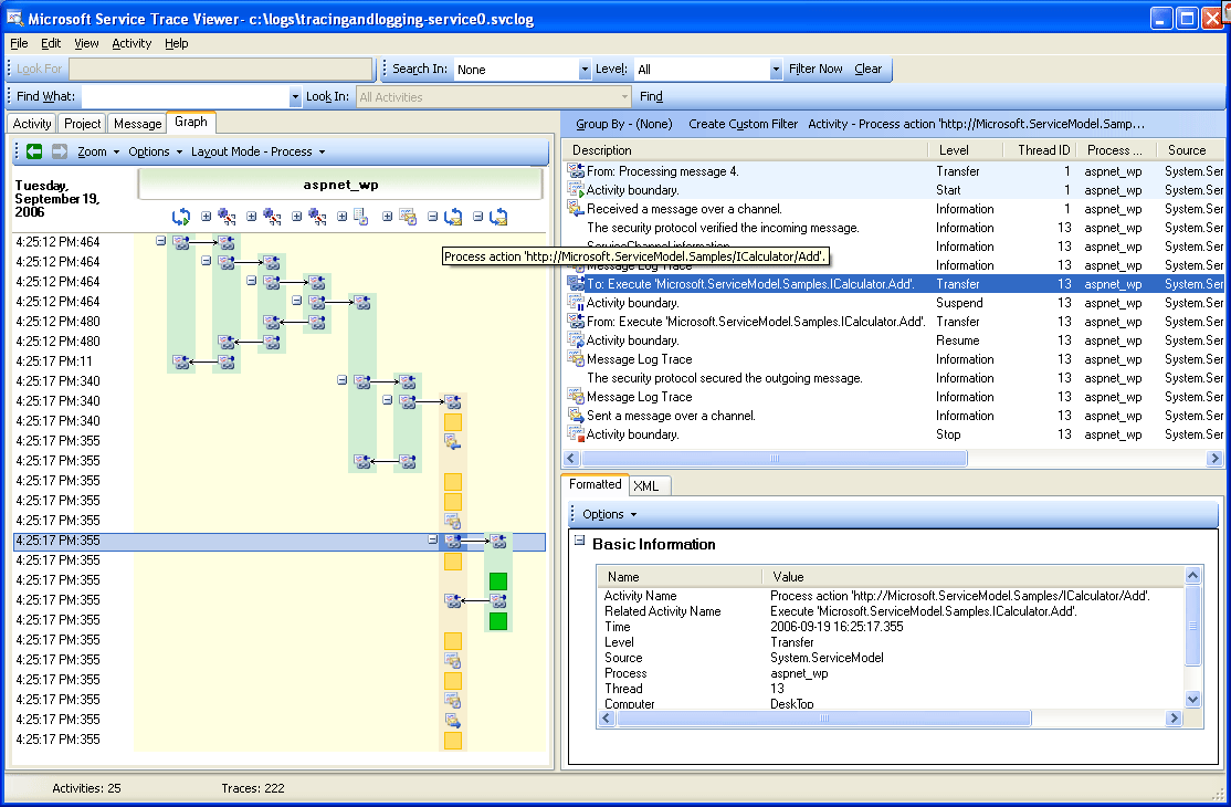 Utilizzo del visualizzatore di tracce