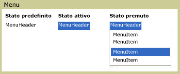 Stati dei menu