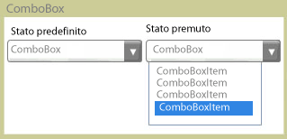 Caselle combinate in stato predefinito e premuto