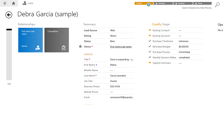 Modulo Vendite in Dynamics 365 per tablet