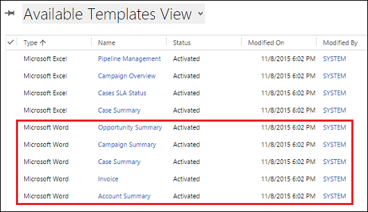 Questi modelli sono inclusi in Dynamics 365