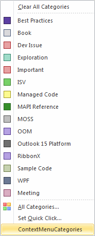 Extending the context menu for a category